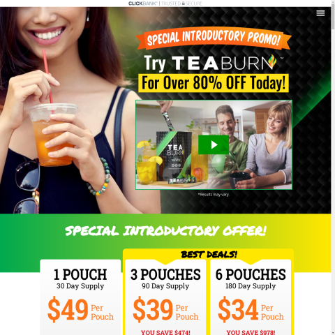 Tea Burn Landing Page Website