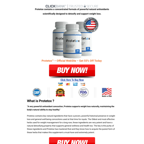Protetox Landing Page Website