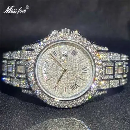 Iced Bling Out Watch Hip Hop Luxury Fashion Watch for Men AAA Stainless Steel