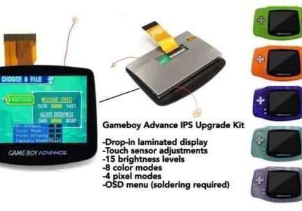 Gameboy Advance 720x480 Laminated IPS LCD Backlight Kit V5 3.0 NO SOLDER + Shell