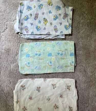 Vtg 70s/80s USA-Made Cotton Baby Crib Sheets Cute Print Unisex Bears Dogs Nature