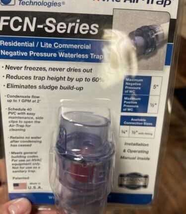NEW DES CHAMPS FCN SERIES HVAC AIR-TRAP NEGATIVE PRESSURE WATERLESS TRAP