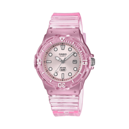 Casio LRW200HS-4EV, Women's Analog Clear Pink Resin Band, 100 Meter WR, Date,NEW