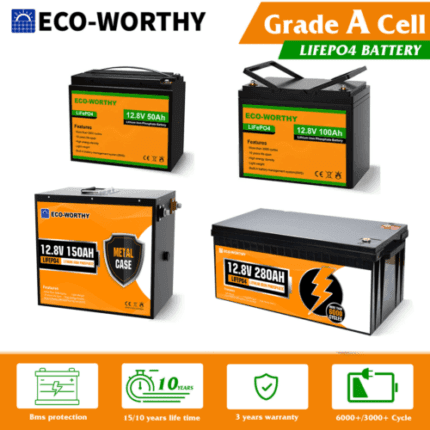 50AH 100AH 150AH 280AH 12V Deep cycle LiFePO4 Lithium Battery for RV Solar Home
