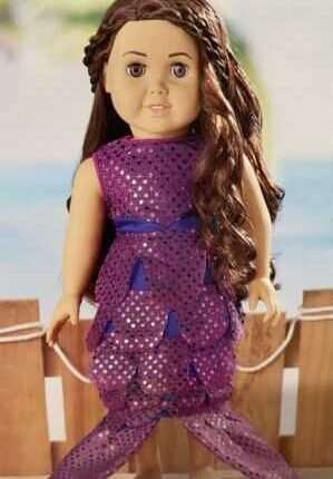 NEW MARIGOLD MARKET PURPLE MERMAID OUTFIT DOLL CLOTHES ACCESSORIES FITS 18" DOLL