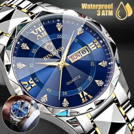 Men Classic Business Quartz Watch Stainless Steel Luminous Waterproof Wristwatch