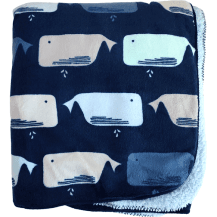 Cloud Island Whale Baby Blanket Blue Sherpa New Plush Gray Target 30x40 Nwot
