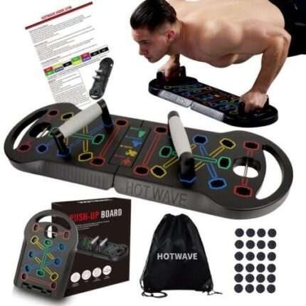 Push Up Board Fitness, Portable Foldable 20 in 1 Bar at Black, New