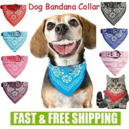 Adjustable Pet Dog Puppy Cat Neck Scarf Bandana with Leather Collar Neckerchief✿