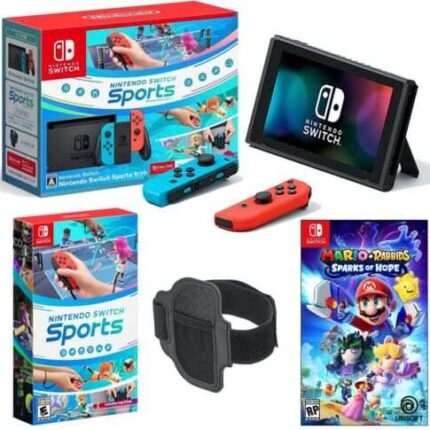 Nintendo Switch 32GB Console + Mario Sparks of Hope & Switch Sports Game Bundle