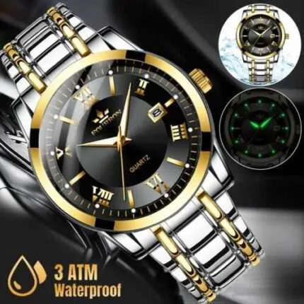 Waterproof Men Watch Classic Business Stainless Steel Quartz Luminous Wristwatch