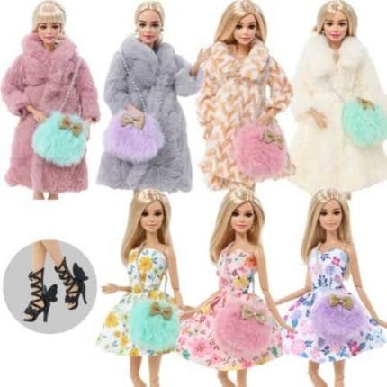 Winter Clothes For 11.5" Doll Accessories Soft Fur Coat Bag Shoes 1/6 Doll Wear