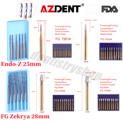 AZDENT Dental Trimming & Finishing Gold Burs Carbide Burs FG 7901/7902/7406/7408