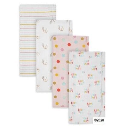 Gerber Baby Girl 4-Pack Organic Cotton Rainbow Unicorns Flannel Blankets