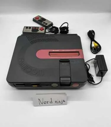 Sharp Twin Famicom console Set Black AN-500B New Belt Working Tested Japan