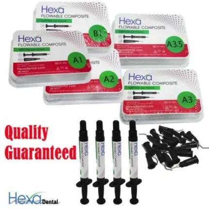FLOWABLE COMPOSITE 4 SYRINGES +20 Tips Shades A1 A2 A3.5 B1 Top Quality