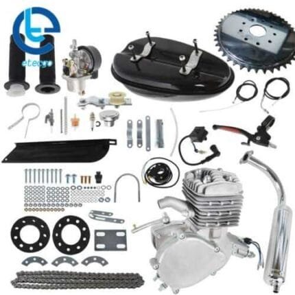 Silver 80cc 2Stroke Cycle Bike Engine Motor Petrol Gas Kit for Motorized Bicycle