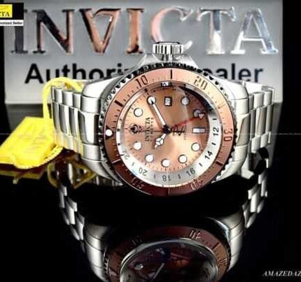 NEW Invicta Men Reserve 52mm Hydromax Swiss GMT Stainless St. BROWN DIAL Watch