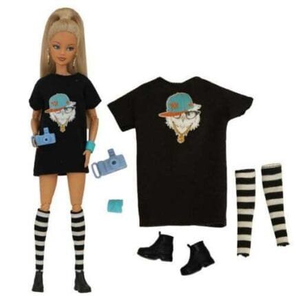 Black Fashion Clothes Set for 11.5in. Doll Outfits 1/6 Accessories T-shirt Dress