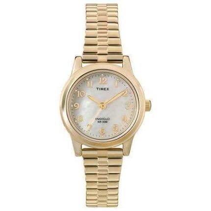 Timex T2M827, Women's Gold-Tone Expansion Watch, Indiglo, 25MM Case, NEW
