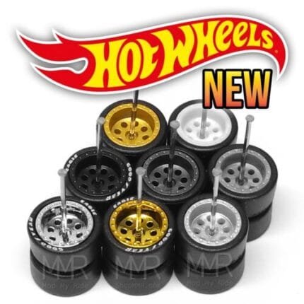 1/64 Scale 8 HOLE v5 Real Rider Wheels Rims Tires Set for Custom Hot Wheels