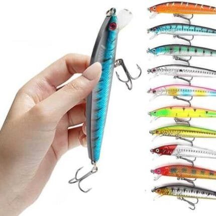 10PCS Fishing Lures Minnow baits Crankbaits Jerkbait Lot Hooks Baits Bass Tackle