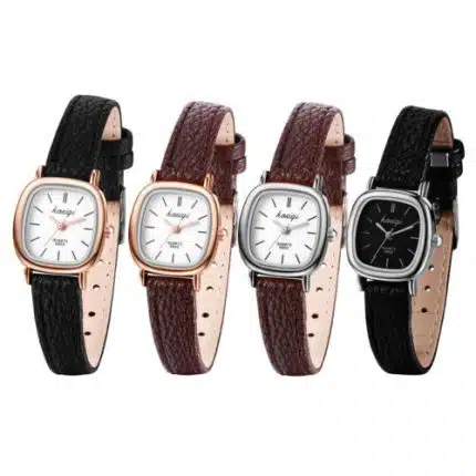 Womens Small Round Dial Ultra Thin Leather Band Dress Quartz Wrist Watch Gift