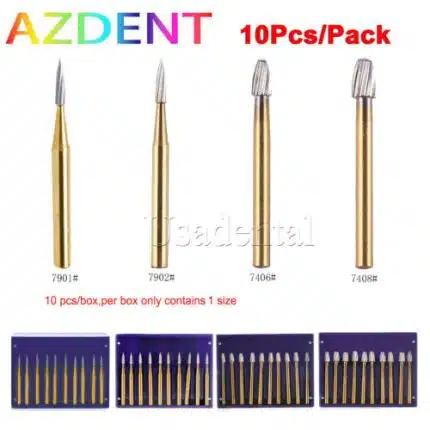 AZDENT Dental Trimming & Finishing Gold Burs Carbide Burs FG 7901/7902/7406/7408