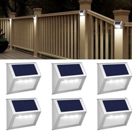 6 Pack white light Solar Outdoor Fence Lights Deck Lights Waterproof Yardpatio