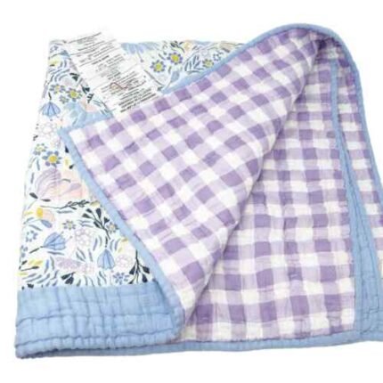Honest Baby Organic Cotton Ditsy Floral Check Plaid Reversible Baby Blanket