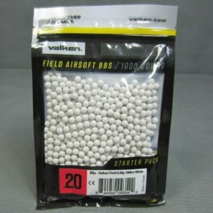 Valken Field Airsoft White BBs 0.20 Grams 1000 Count Bag Starter Pack