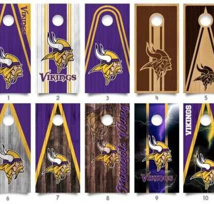 WATERPROOF Minnesota Vikings Cornhole Board Wraps, LAMINATED Decals 3M Vinyl