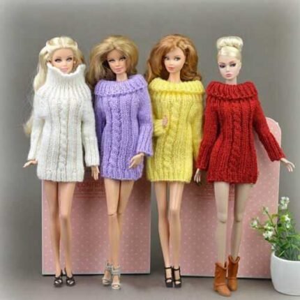 1:6 Accessories Knitted Handmade Sweater Top Coat Dress Clothes For 11.5in Doll