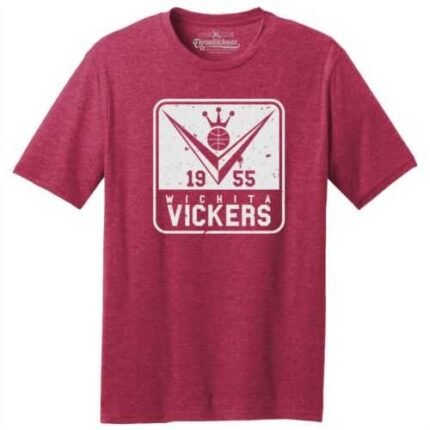 Wichita Vickers 1955 Logo Basketball TRI-BLEND Tee Shirt - Red Heather