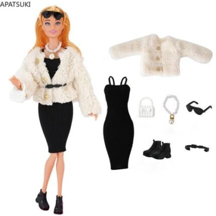 Winter Clothes Set For 11.5in. Doll Outfits White Fur Coat 1/6 Dolls Accessories
