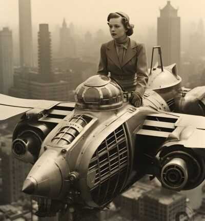 Flying Machine 1927 Photograph Futuristic City Science Fiction Art 8X10 Print