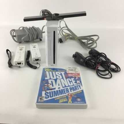Wii Gaming System Bundle Lot Console Remotes Controllers Sensor Bar Game RVL-001