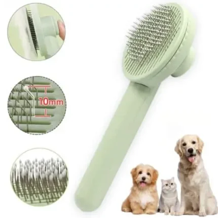 Dog Cat Grooming Brush Pet Massage Deshedding Comb Self Cleaning Undercoat Rake