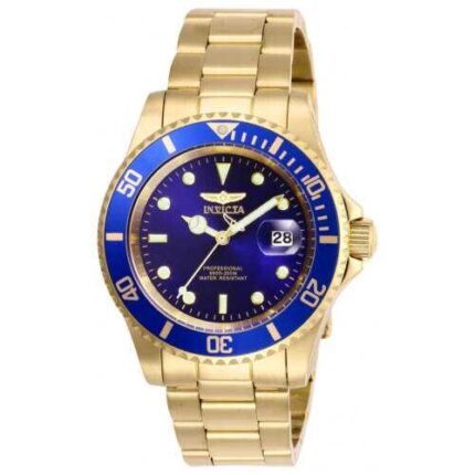 Invicta Men's Watch Pro Diver Quartz Blue Dial Yellow Gold Steel Bracelet 26974