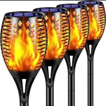 99 LED Solar Torch Lights 43 " with Dancing Flickering Flame Waterproof, 4 Pack