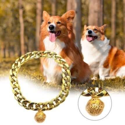 Pet Collar Comfortable Dress Up Cat Dog Golden Chain Necklace Collar Plastic