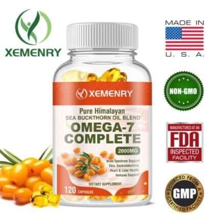 120pcs Omega-7 Complete- for Skin, Hair, Nail Health - Organic Sea Buckthorn Oil