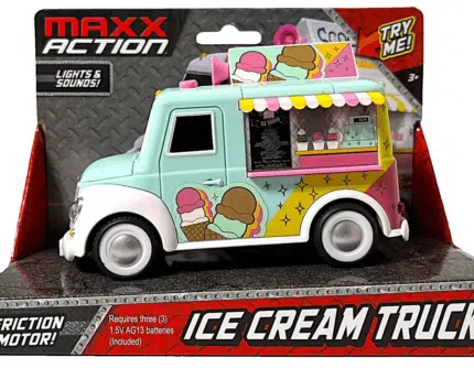 Maxx Action Ice Cream Truck Friction Motor Rubber Tires Lights and Sound NEW